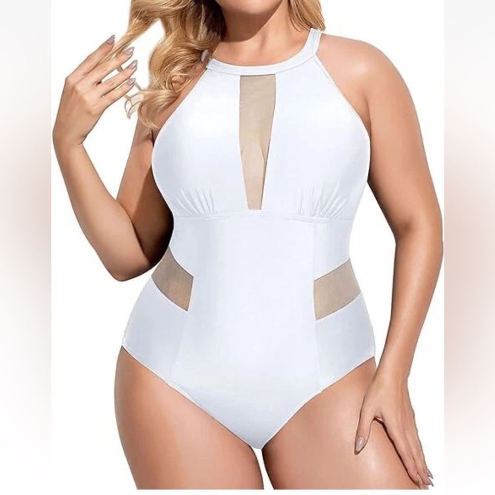 Daci One Piece Swimsuit for Women High Neck Plunge Mesh Cut Out XXL NEW w/o tags